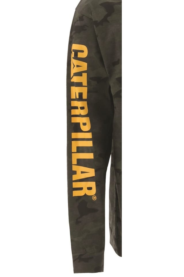 Caterpillar Caterpillar Men's Trademark Banner Long Sleeve Tee in Dark Green - 3