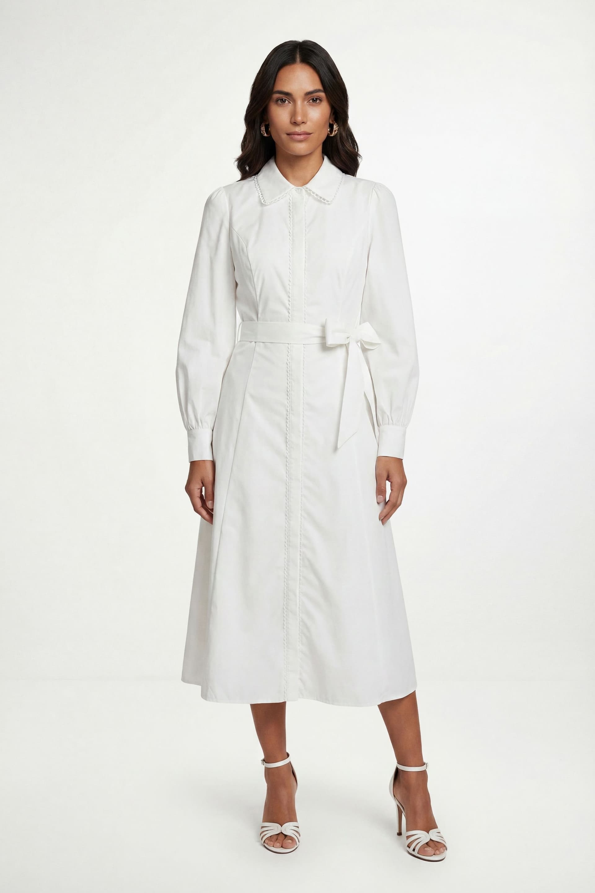 Wallis Wallis Women's Cotton Lace Detail Shirt Dress in Ivory
