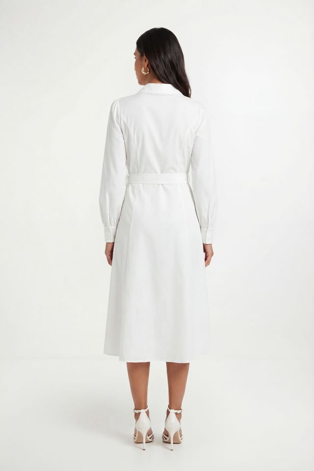 Wallis Wallis Women's Cotton Lace Detail Shirt Dress in Ivory - 2