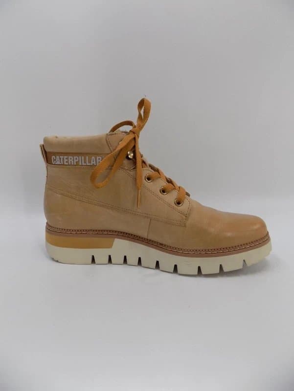 CAT Caterpillar Boots Tan Leather CAT UK 8 EU 41 Wide Fit Womens Chunky Platform Sole