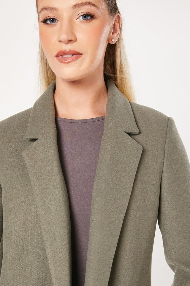 Dorothy Perkins Dorothy Perkins Women's Smart Pocket Detail Blazer Coat in Khaki - 2