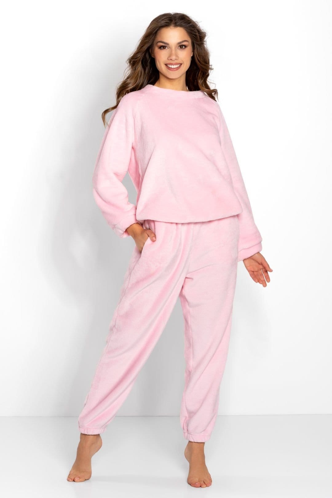 Love Lace Pink Velour Microfleece Oversized Tracksuit Set