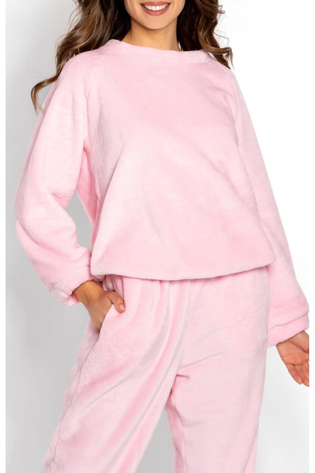 Love Lace Love Lace Women's Velour Microfleece Oversize Tracksuit Dress Set in Pink - 3