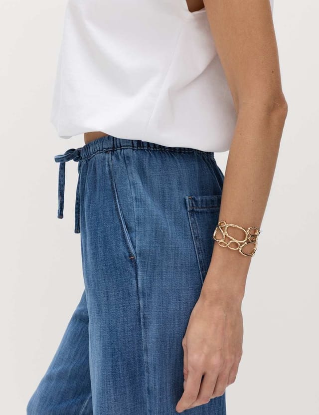 Marks & Spencer M&S 2 Pack Denim Pull On Wide Leg Jeans Medium Blue Mix - 2