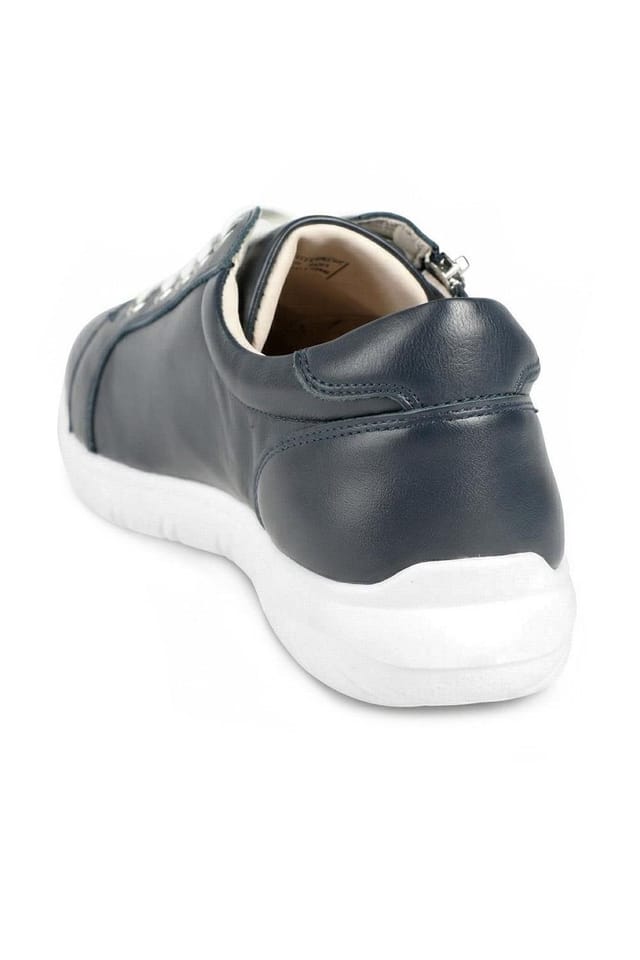 Jones Bootmaker Jones Bootmaker Women's Buttercup Leather Zip & Lace Trainers in Navy - 3
