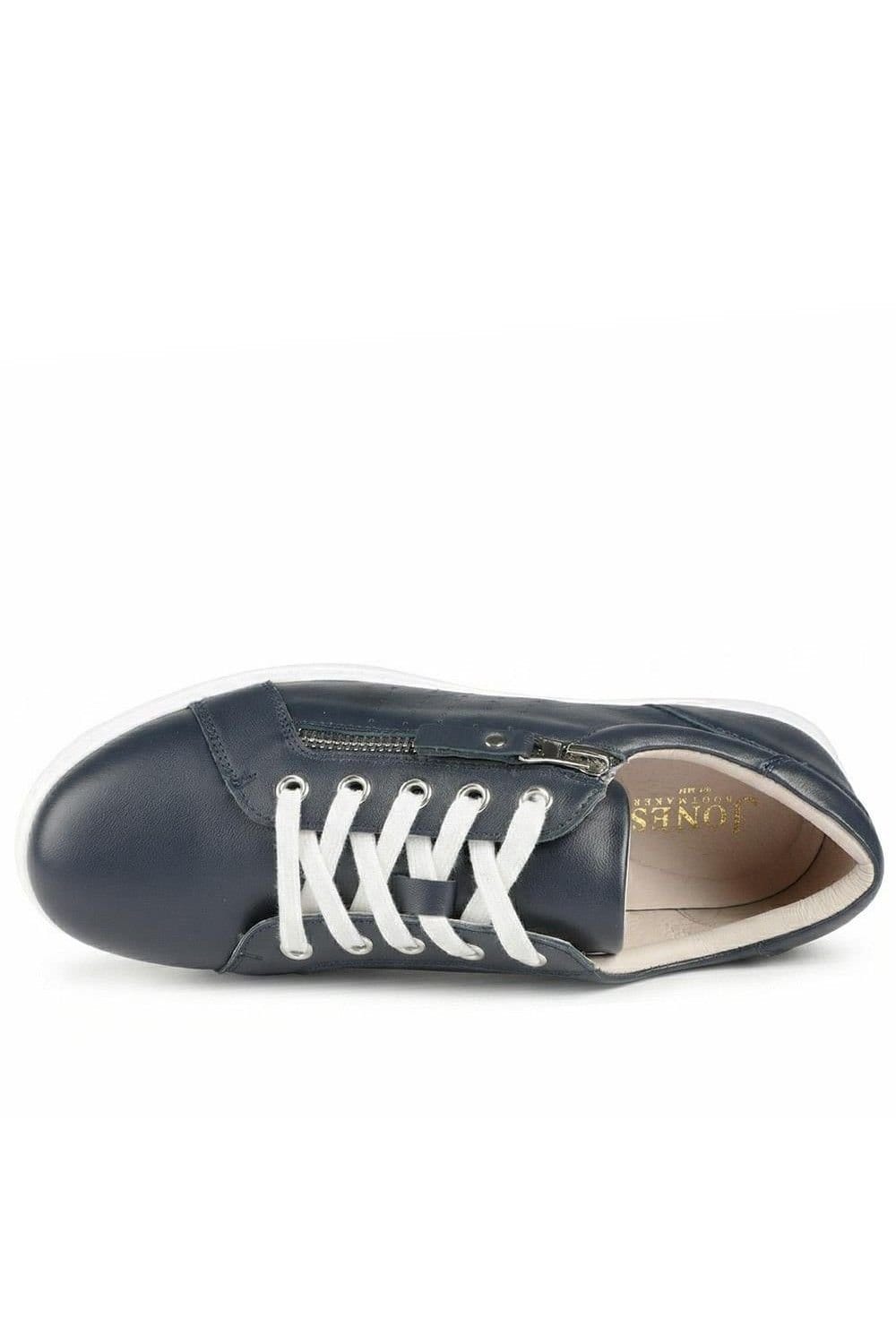 Jones Bootmaker Jones Bootmaker Women's Buttercup Leather Zip & Lace Trainers in Navy - 4