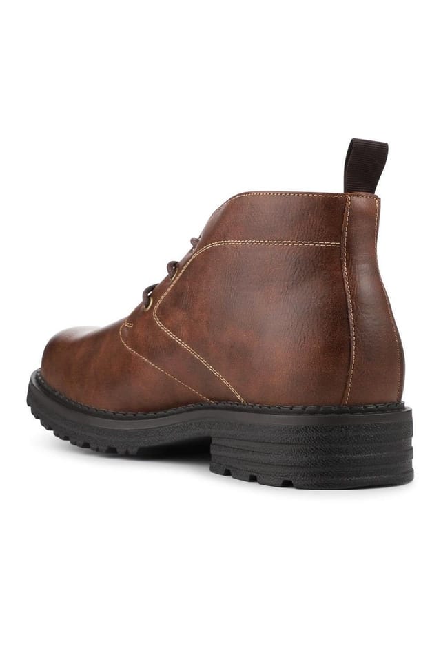 Pavers Pavers Men's Lace Up Casual Block Heel Chukka Boots in Tan - 3