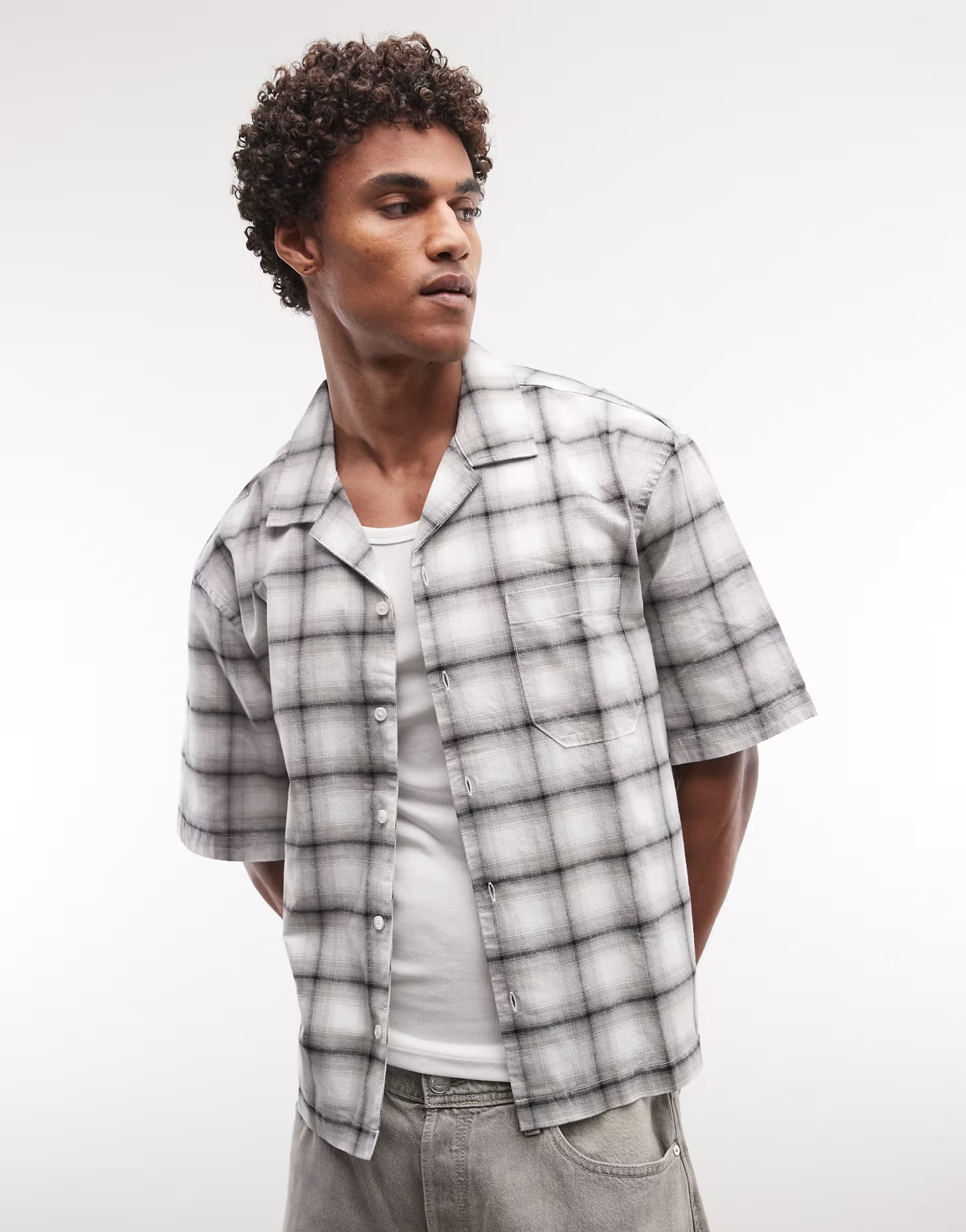 ASOS Weekday oversized shirt in black & white check