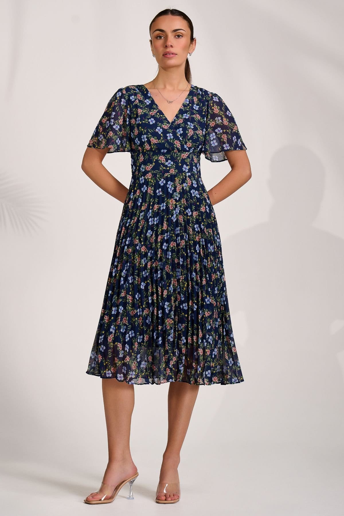 Jolie Moi Jolie Moi Women's Floral Pleated Midi Dress - 4