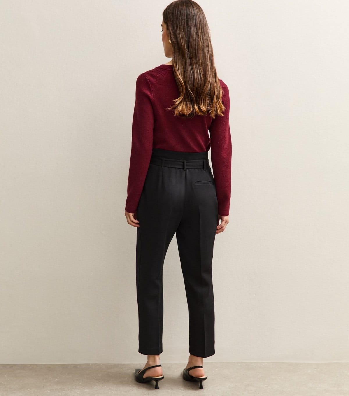 New Look Women's Petite Black D-Ring Belted Paperbag Trousers New Look - 4