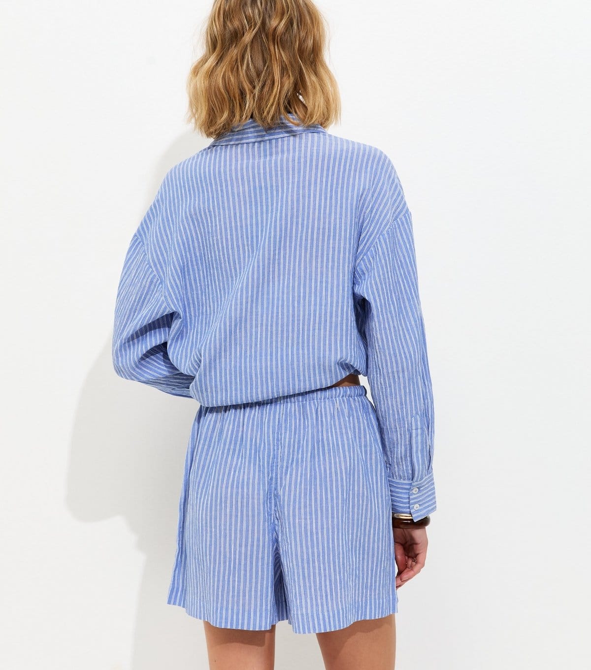 New Look Women's Blue Cotton Striped Drawstring Boxer Shorts New Look - 4