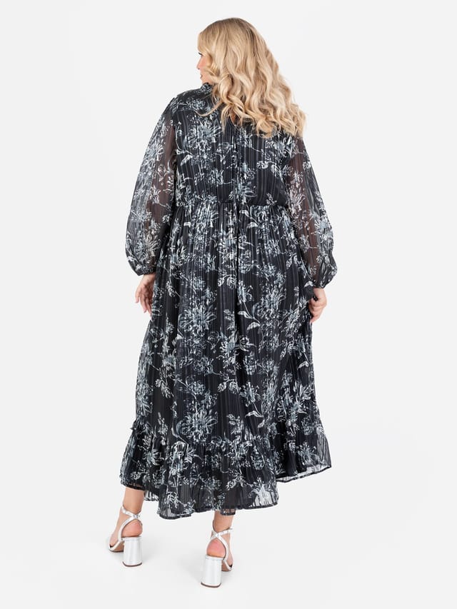 Lovedrobe Lovedrobe Women's Long Sleeve V Neck Maxi Dress in Black - 3