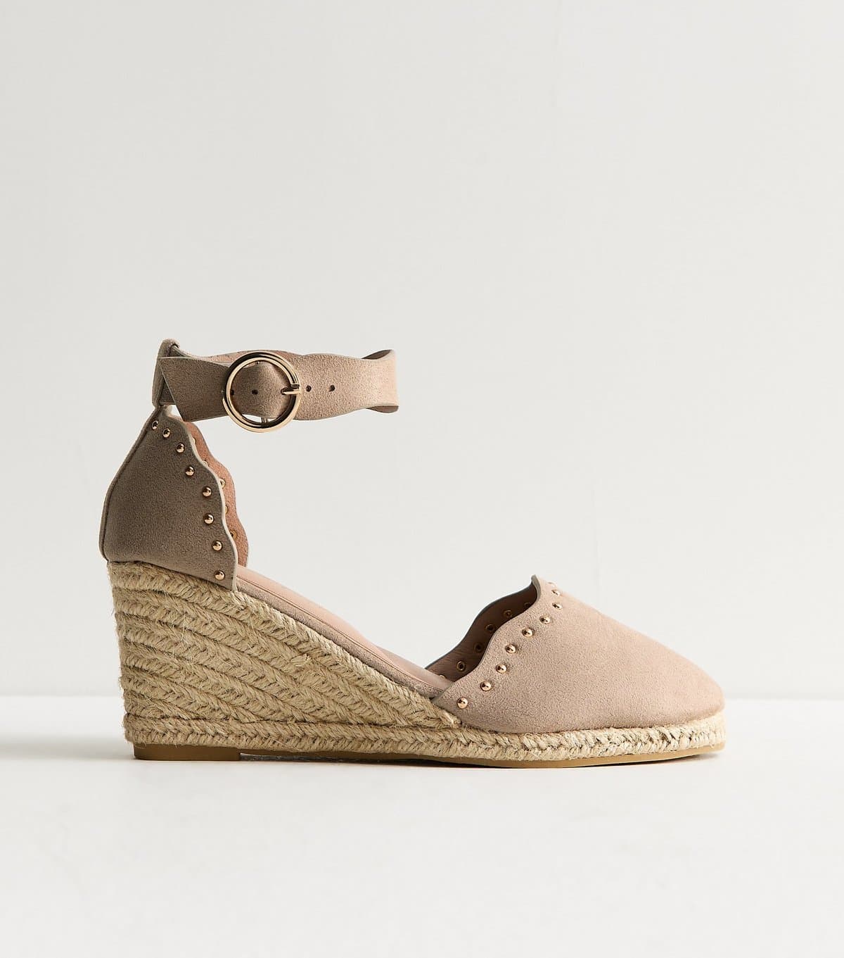 New Look New Look Light Brown Faux Suede Studded Wedges