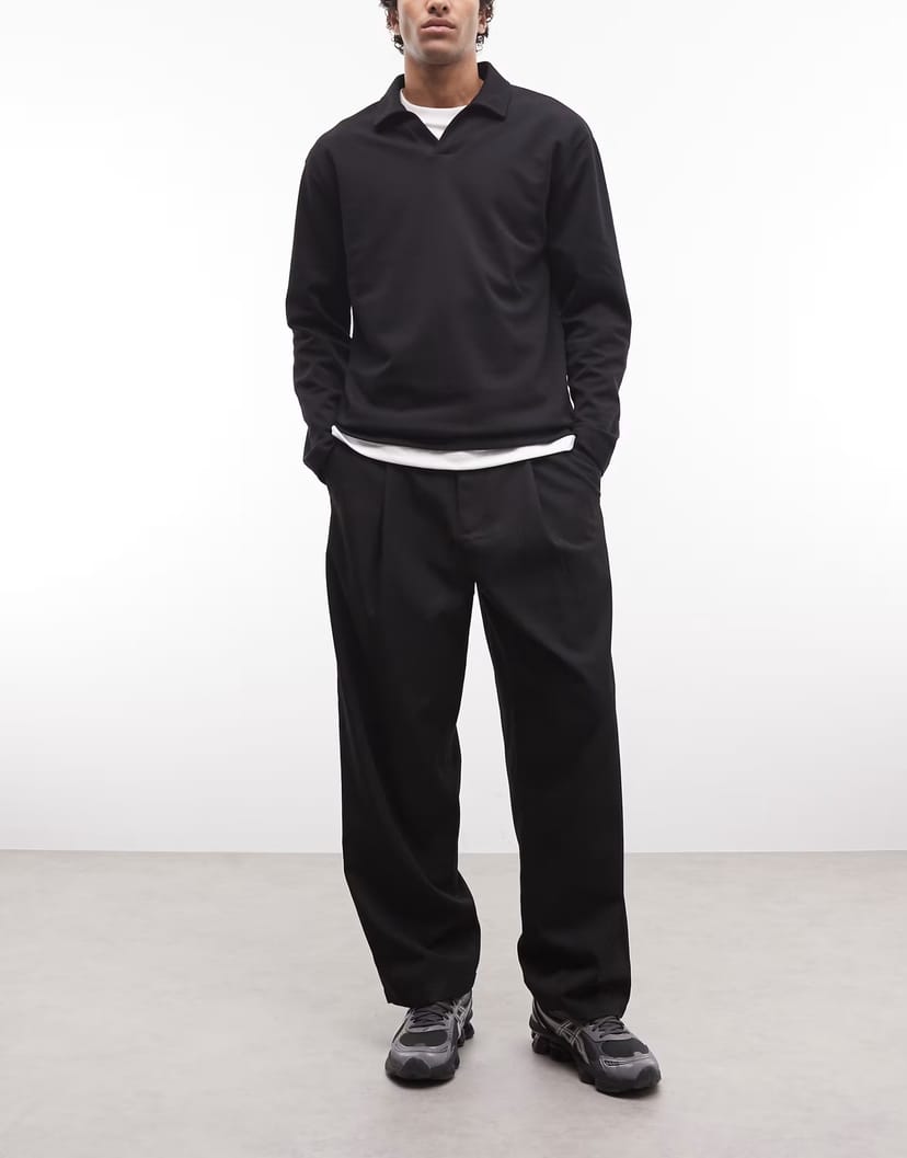 ASOS Obey otis pleated trousers in black - 1