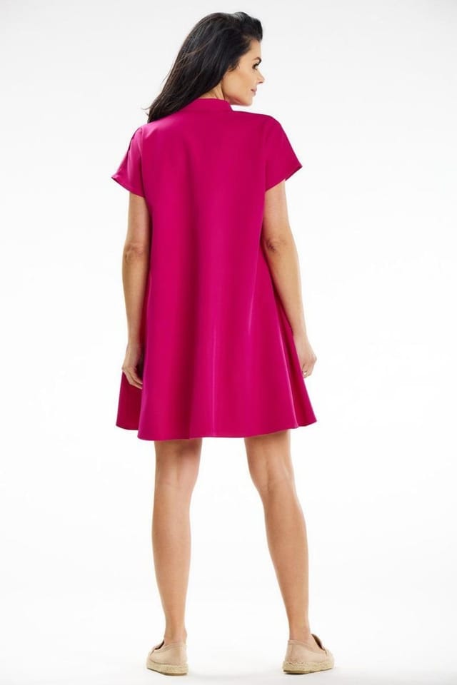Love Lace Love Lace Women's Trapeze Mini Day Dress With Stand Collar in Pink - 3
