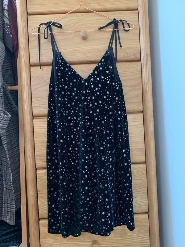 Topshop Topshop velvet slip dress with glitter stars size 8