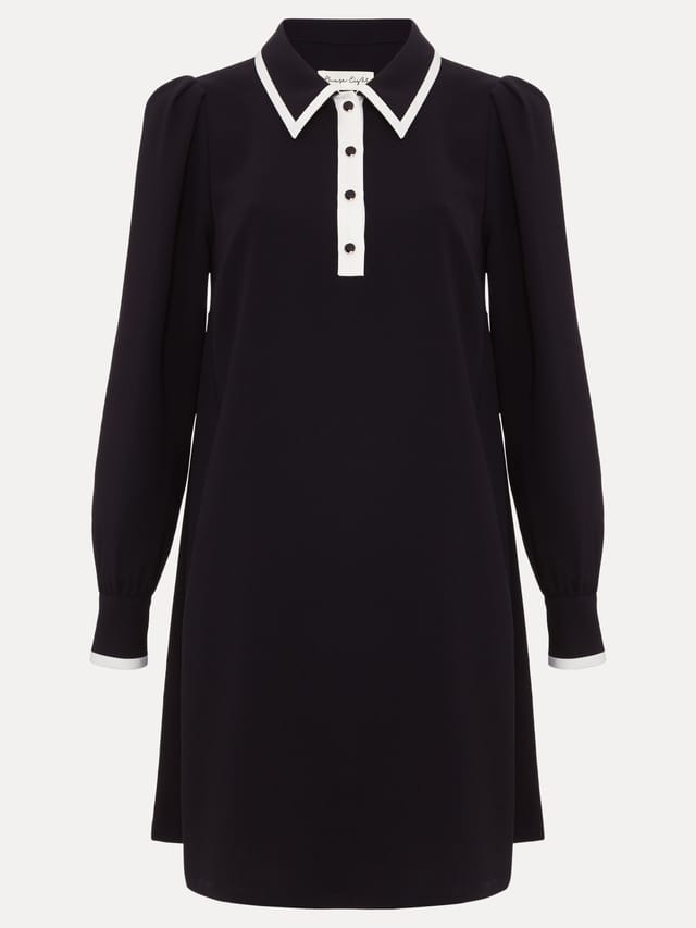 Phase Eight Phase Eight Women's Gina Collared Long Sleeve Swing Dress in True Black - 2