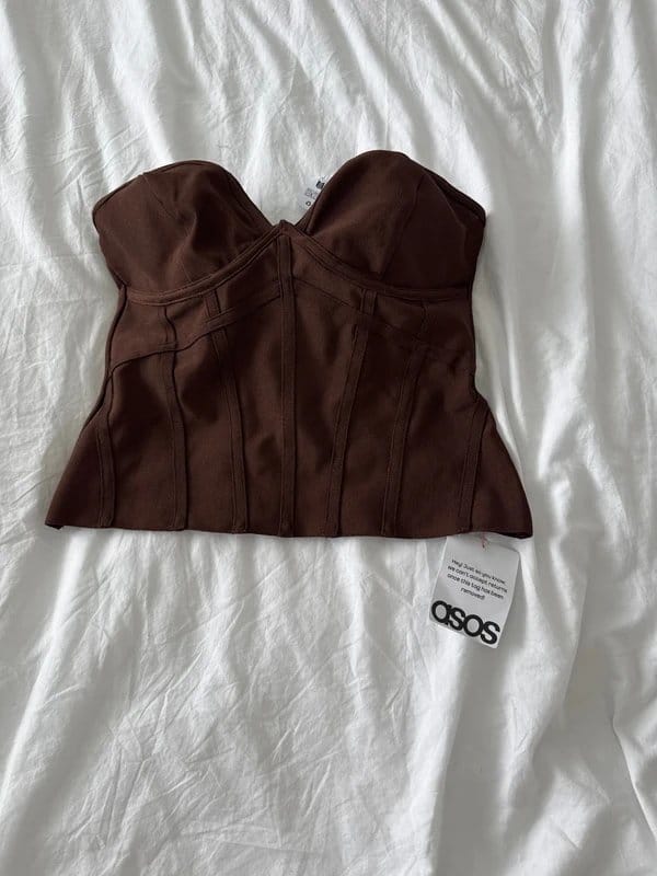ASOS Brown Satin Corset with Gold Hardware