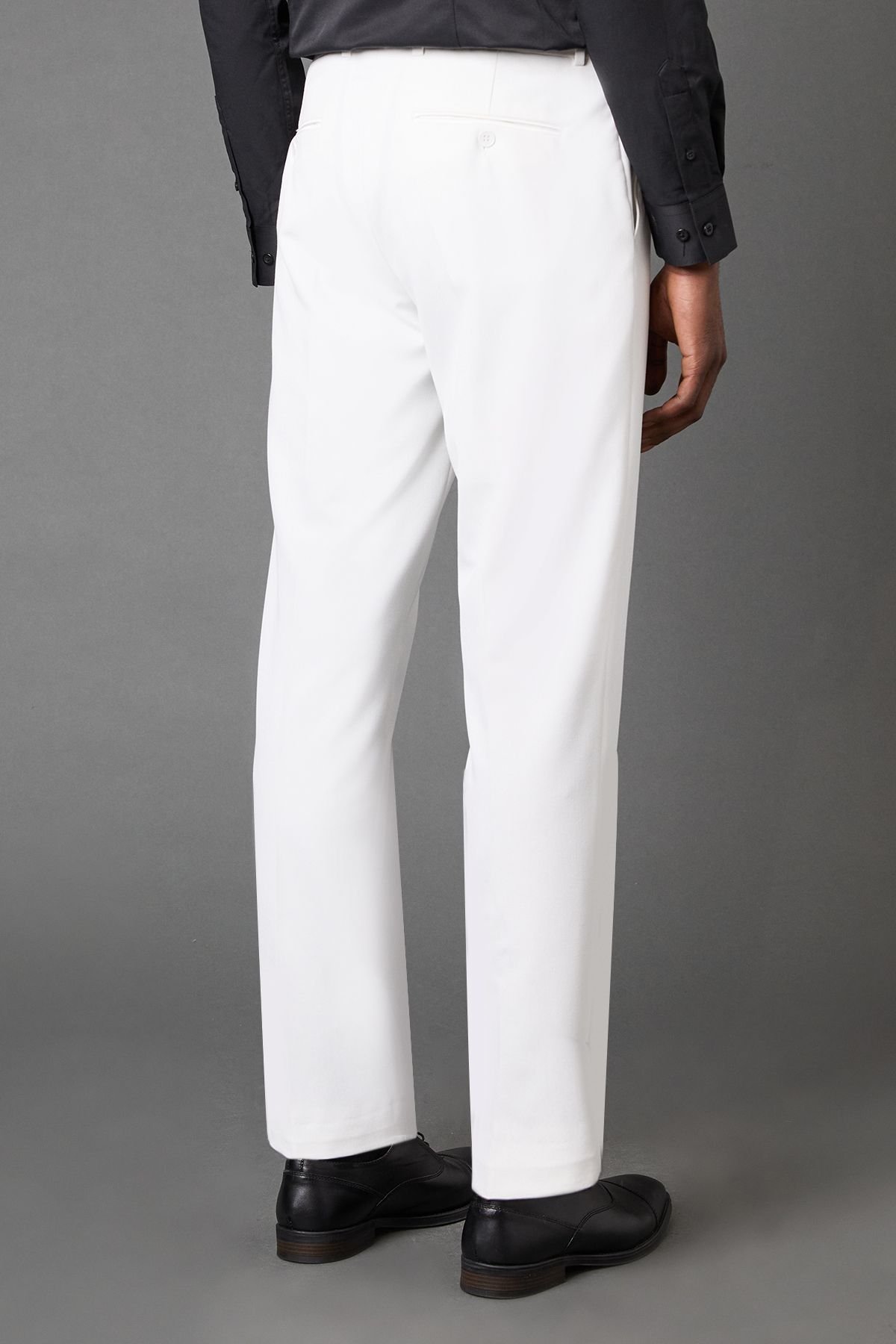 Burton Burton Men's White Slim Fit Tuxedo Trousers - 3