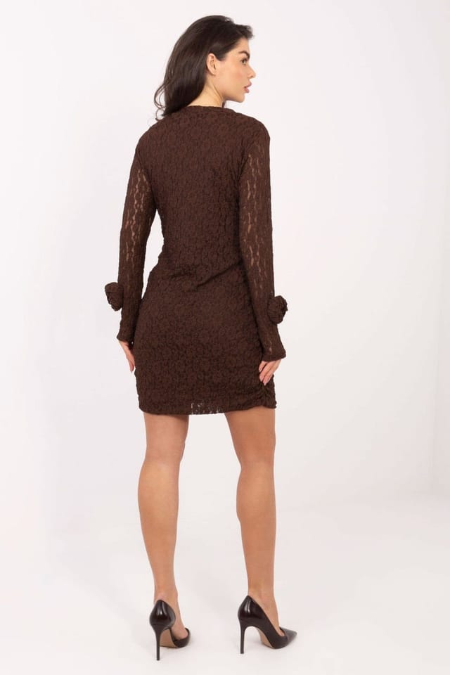 Love Lace Love Lace Women's Elegant Lace Cocktail Pencil Short Dress in Brown - 3
