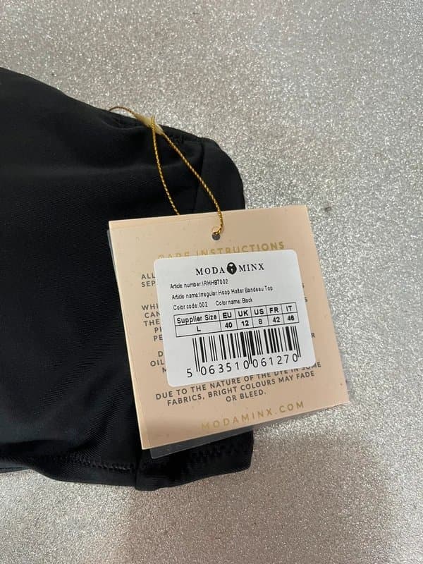 Moda Minx Moda minx black iconic isle L bandeaubikini 👙 with L Brazilian bottoms with gold metal detail