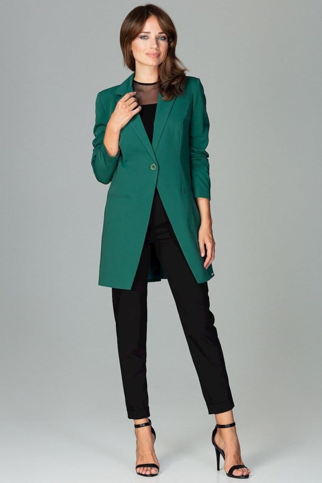 Love Lace Love Lace Women's Long Sleeve Lined Jacket with Color Buttons in Green