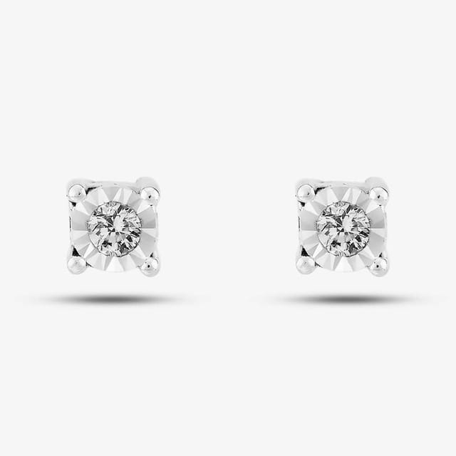 T.H.Baker T.H.Baker Women's 9ct White Gold Diamond 0.03ct Stud Earrings SKE26676-03 (WG) in Silver - 2