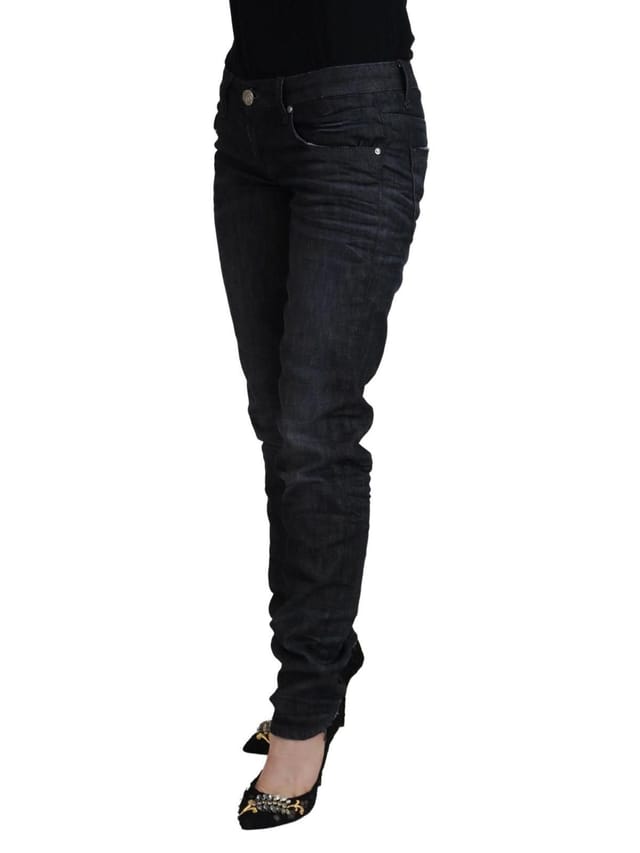 Acht Acht Women's Black Cotton Low Waist Slim Fit Casual Denim Jeans - 2