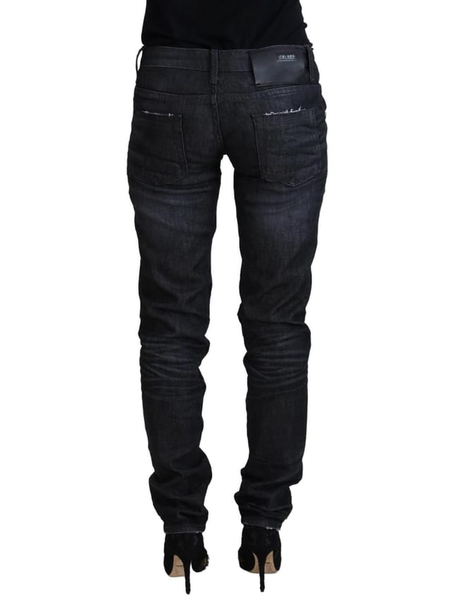 Acht Acht Women's Black Cotton Low Waist Slim Fit Casual Denim Jeans - 3