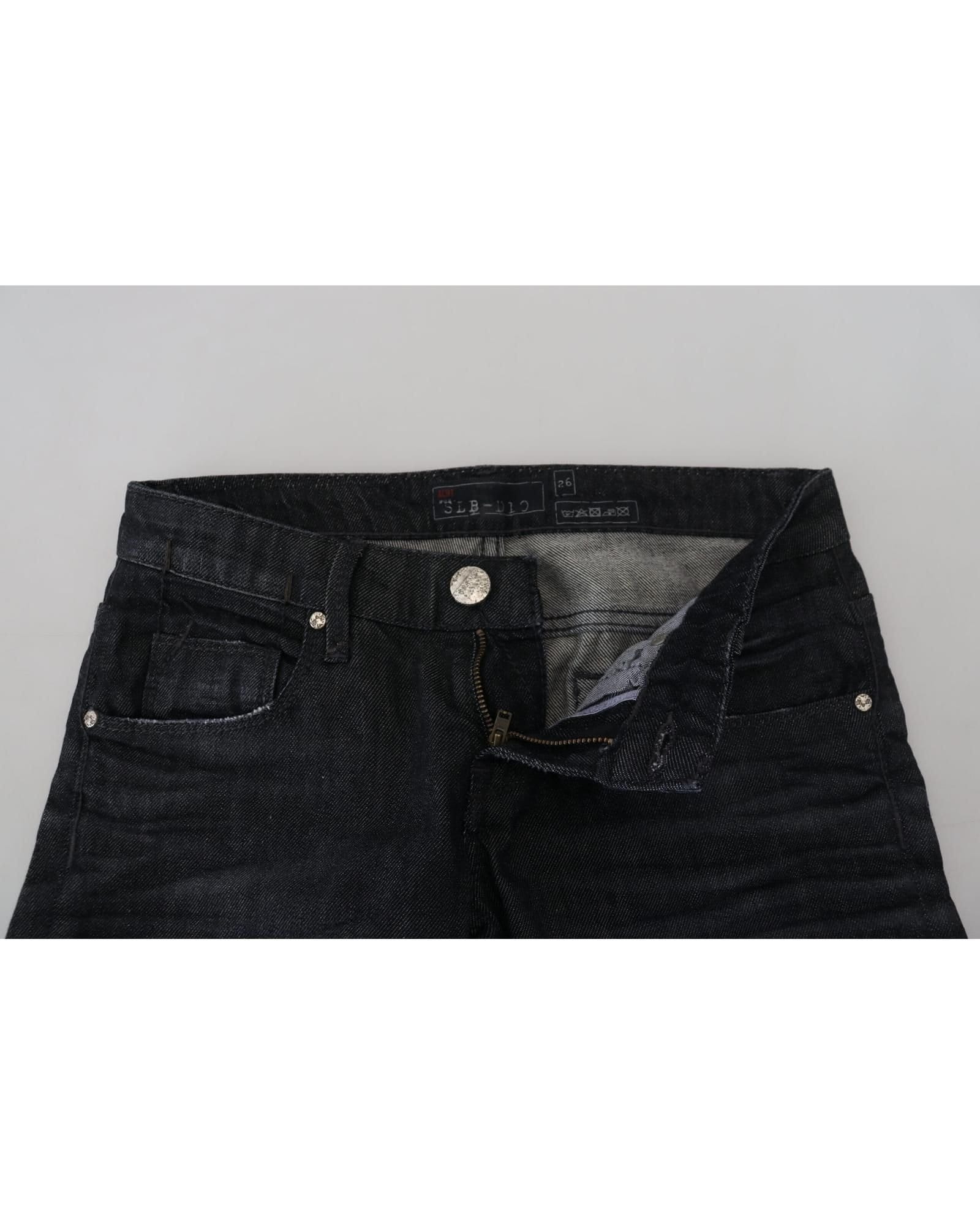 Acht Acht Women's Black Cotton Low Waist Slim Fit Casual Denim Jeans - 4