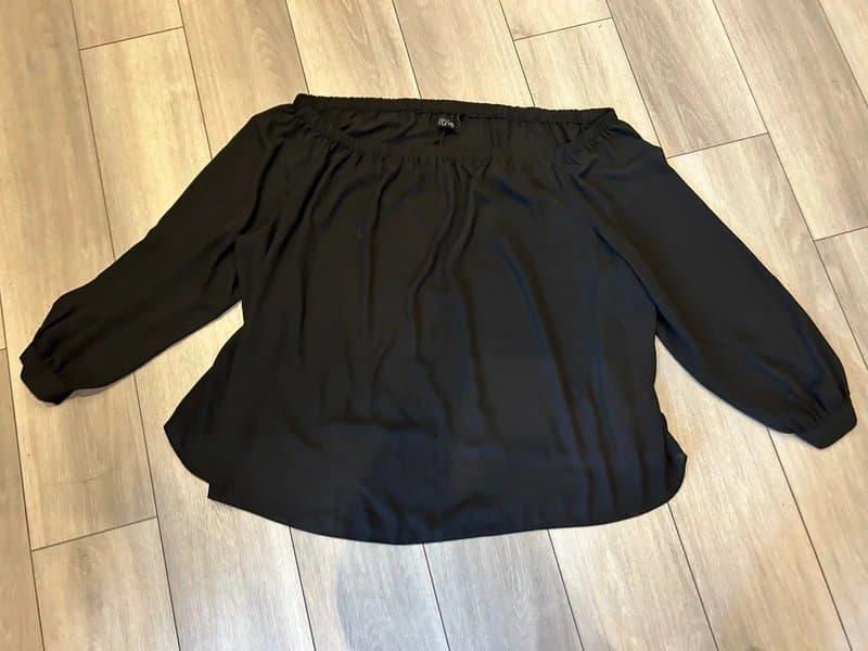 ASOS Curve ASOS Curve black chiffon Bardot top 28 (ref v28)