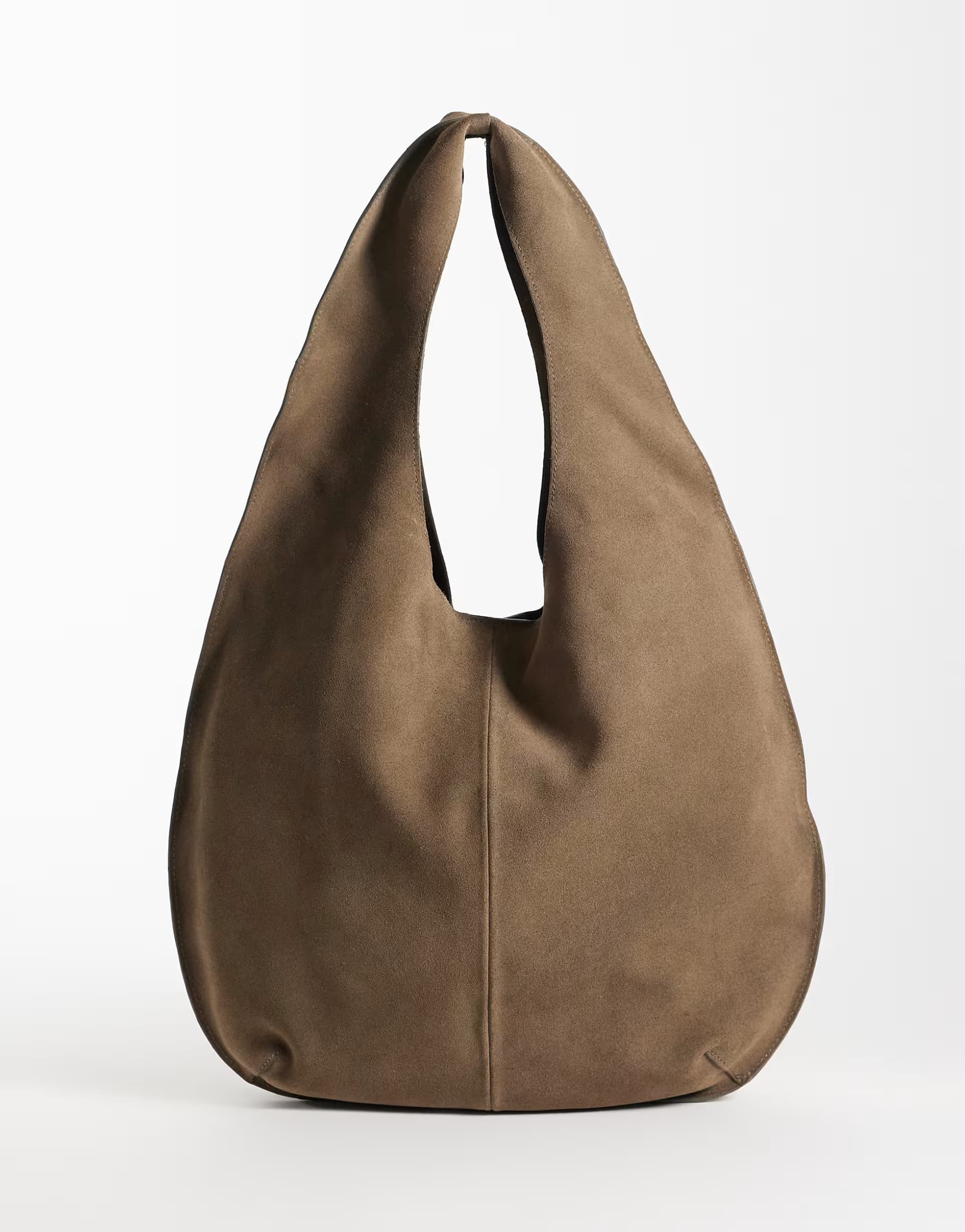 ASOS Mango 100% suede sack shoulder bag in brown