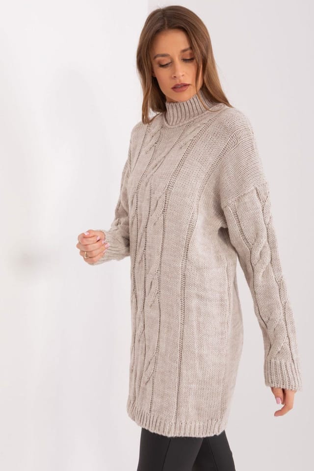 Love Lace Love Lace Women's Variegated Turtleneck Mini Dress Style 190149 in Beige - 3