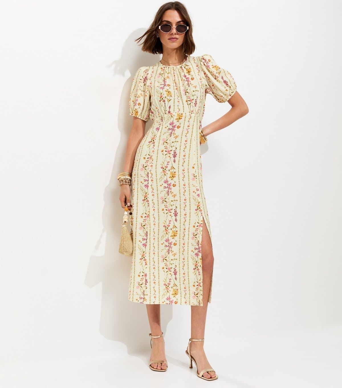 New Look Women's Cream Ditsy Carol Midi New Look