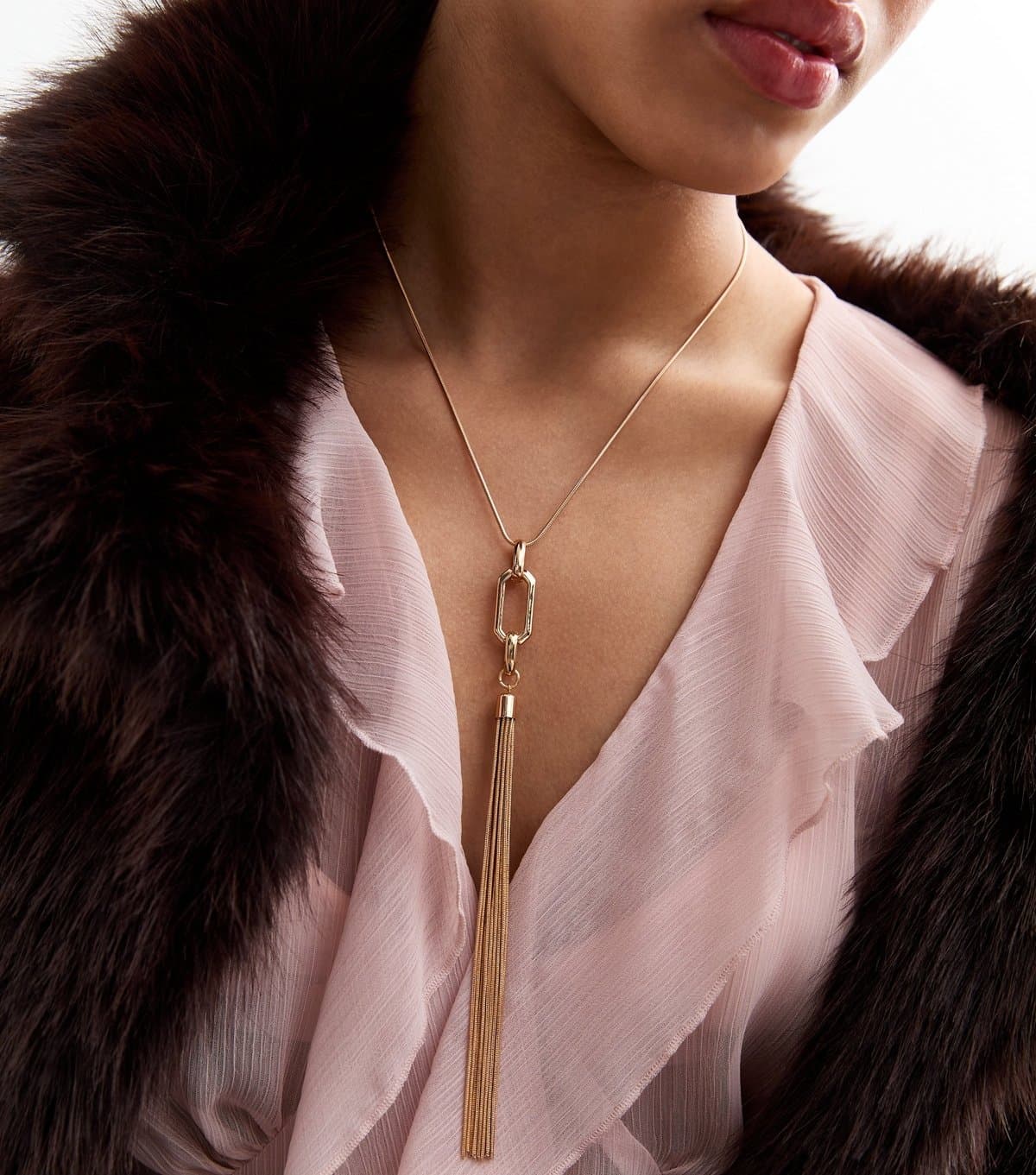 New Look Gold Tone Tassel Necklace New Look