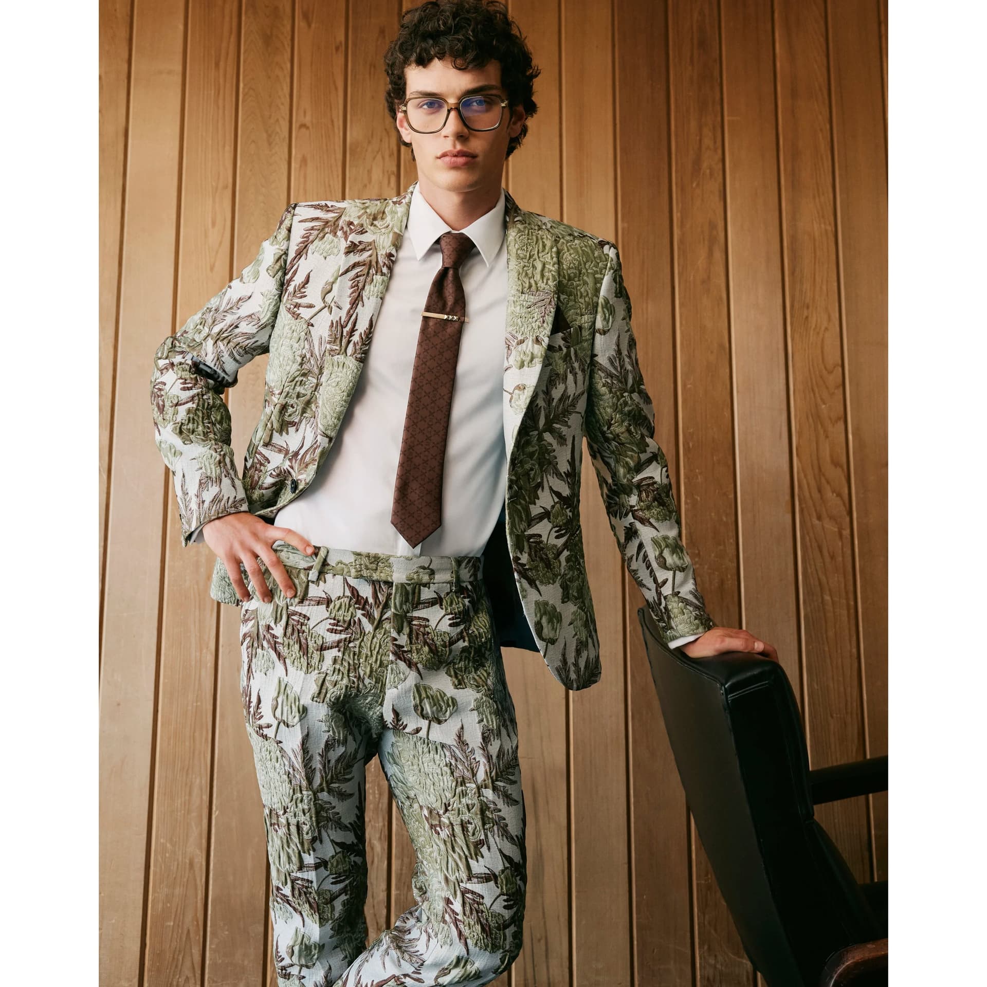 River Island Mens River Island Silver Twisted Tailor Embroidered Suit Jacket