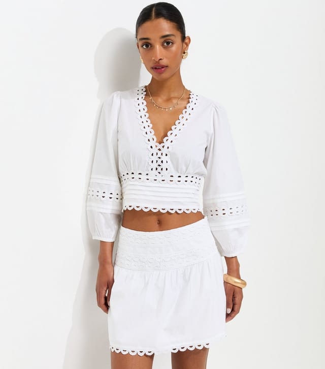 New Look Women's White Pintuck Balloon Sleeve Cropped Blouse New Look - 3