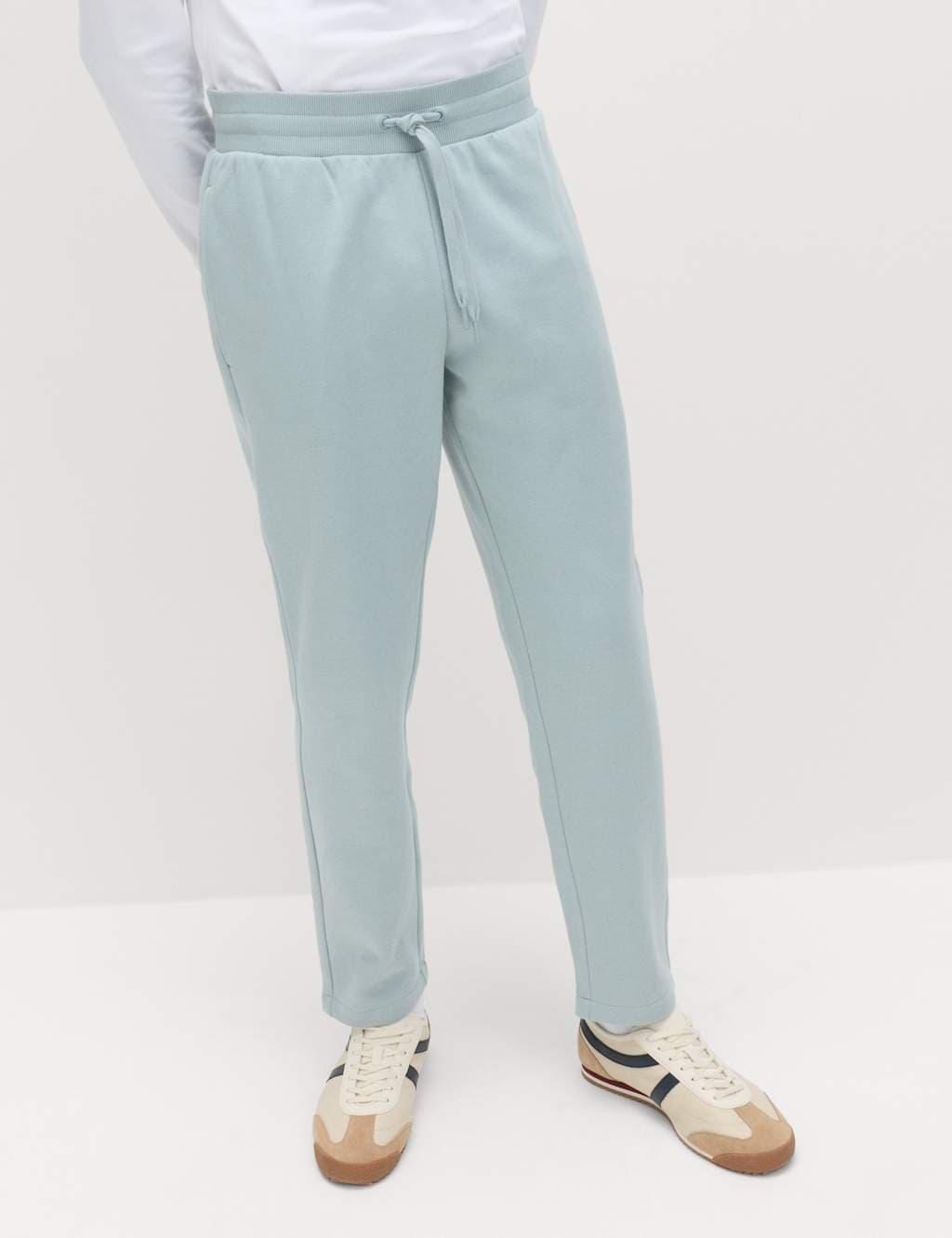 Marks & Spencer M&S Cotton Rich Relaxed Fit Straight Leg Joggers Soft Blue