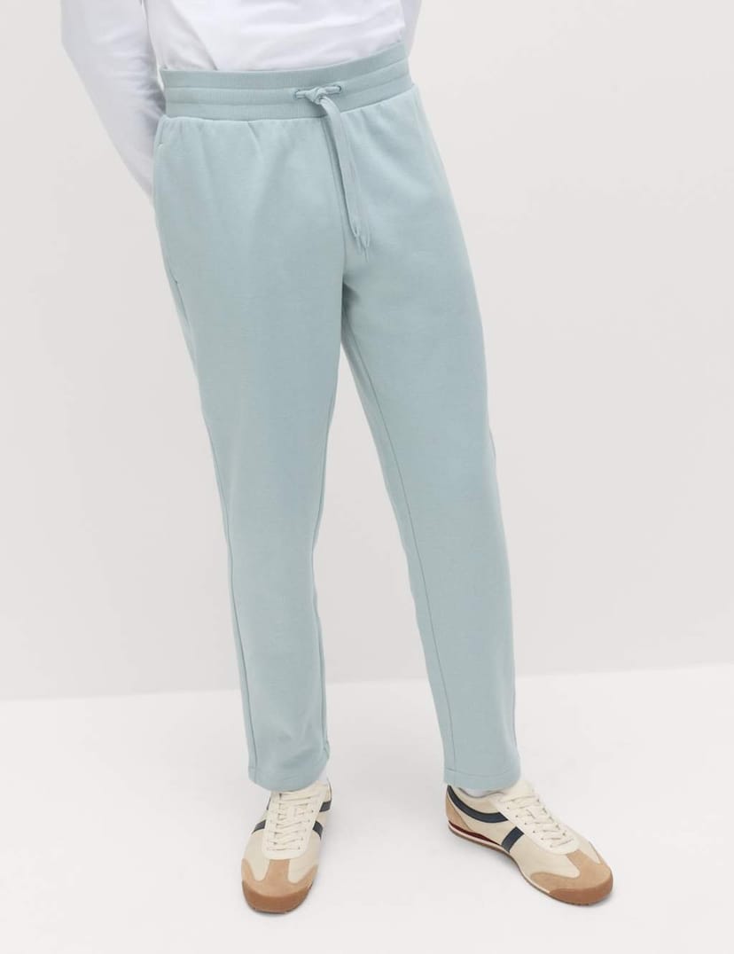 Marks & Spencer M&S Cotton Rich Relaxed Fit Straight Leg Joggers Soft Blue - 1