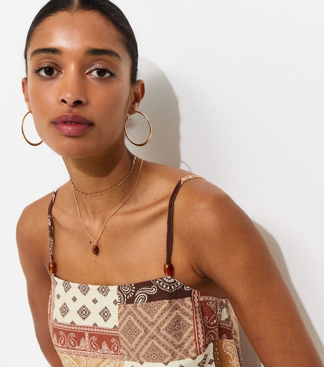 New Look Women's Orange Paisley Patchwork Cami Top New Look - 3