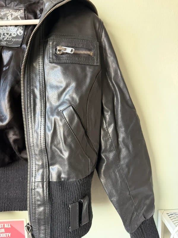 New Look Vintage new look leather bomber jacket