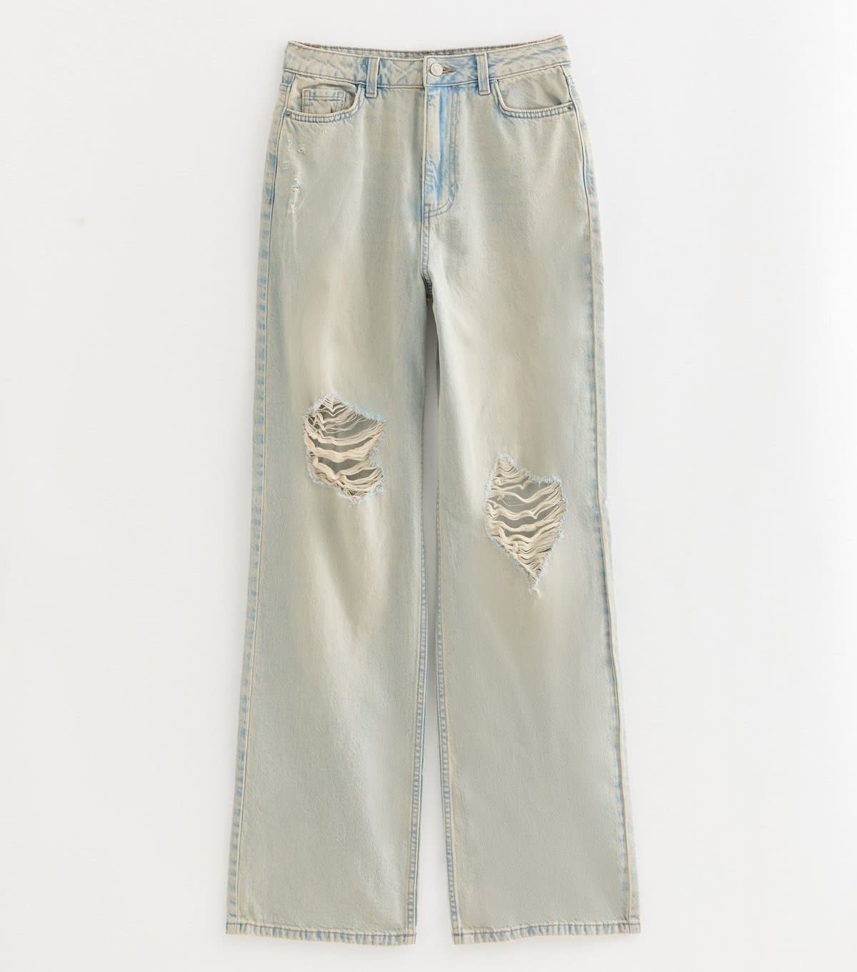 New Look New Look Teal Light Blue High Waist Ripped Jeans