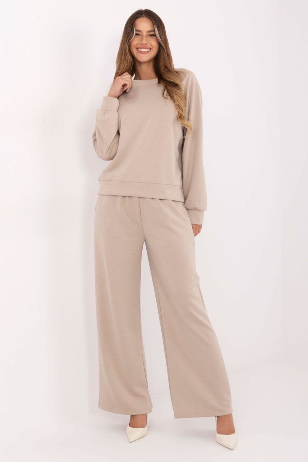 Love Lace Beige Loungewear Tracksuit Set