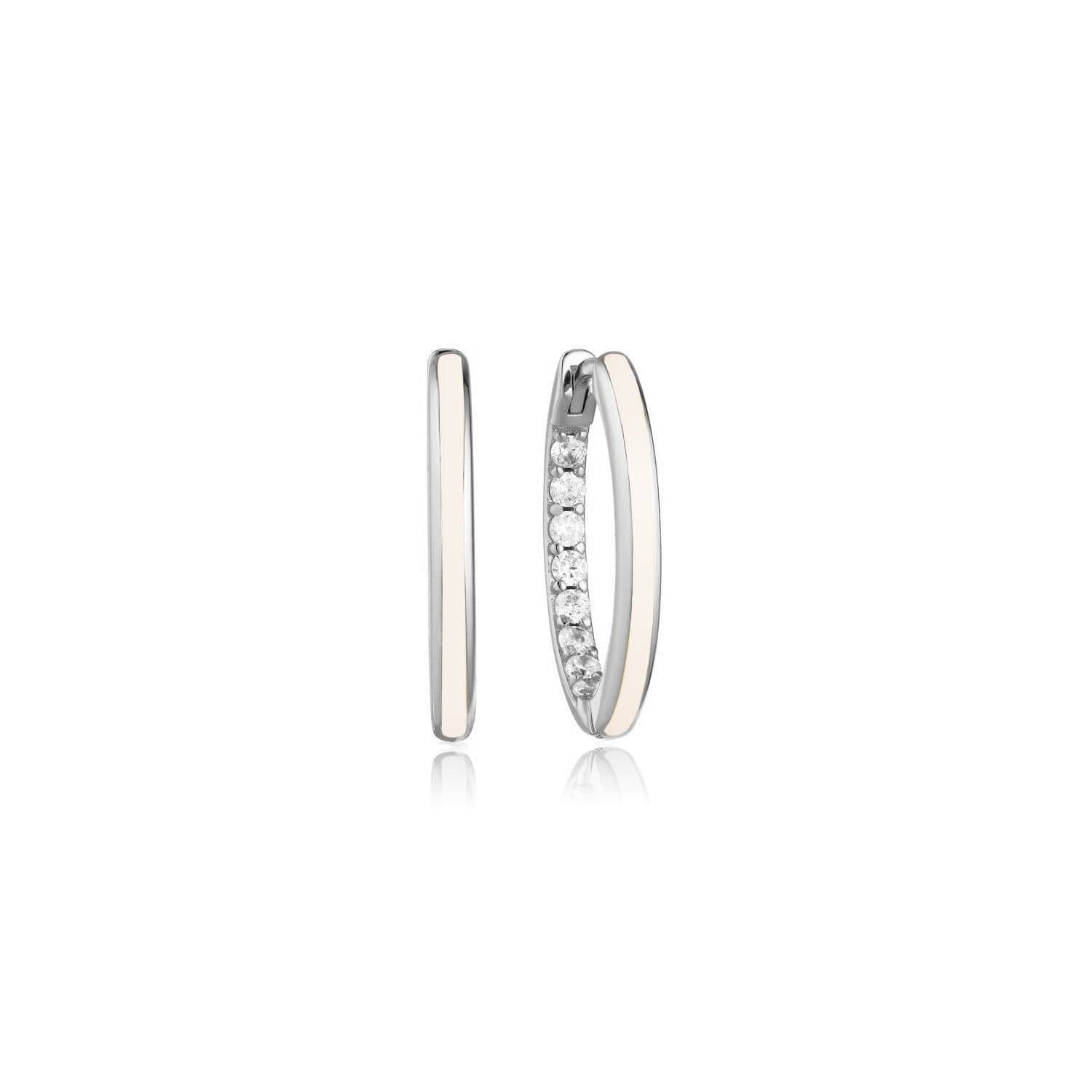 Gold Trip Gold Trip Women's Small Nude Enamel Hoop Earrings in Silver