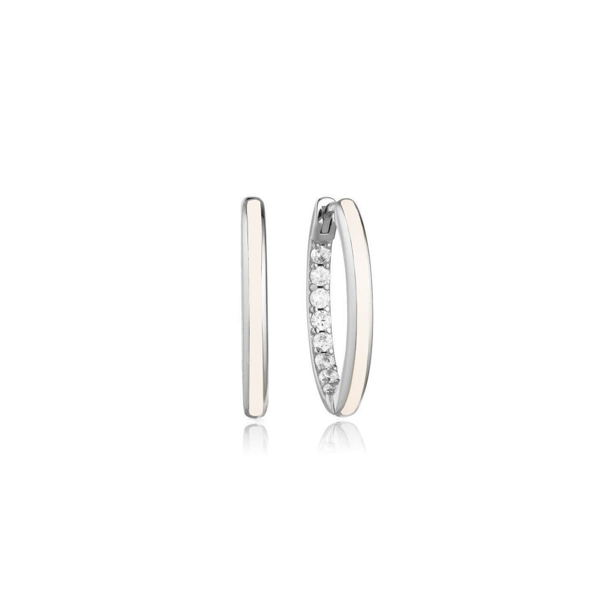 Gold Trip Gold Trip Women's Small Nude Enamel Hoop Earrings in Silver - 1