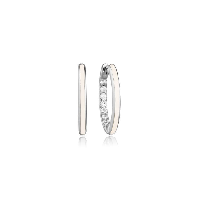 Gold Trip Gold Trip Women's Small Nude Enamel Hoop Earrings in Silver - 1