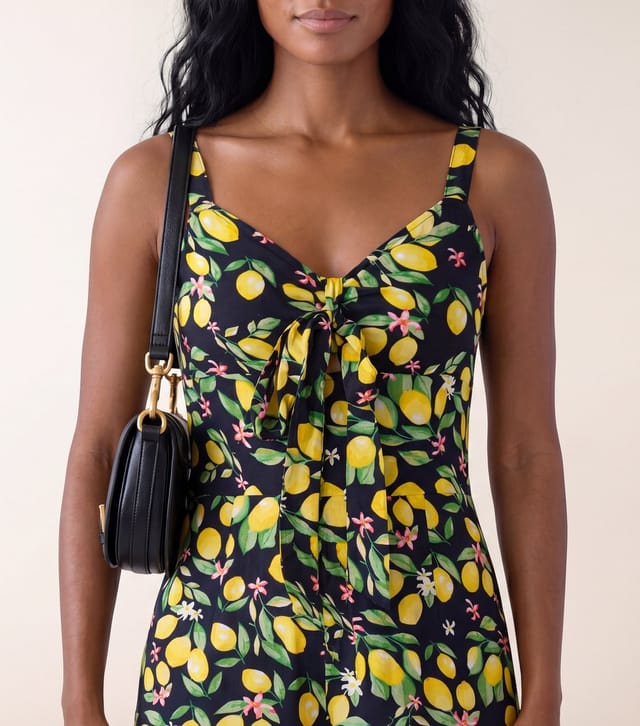Blue Vanilla Women's Light Yellow Lemon Print Bow Jumpsuit Blue Vanilla New Look - 2