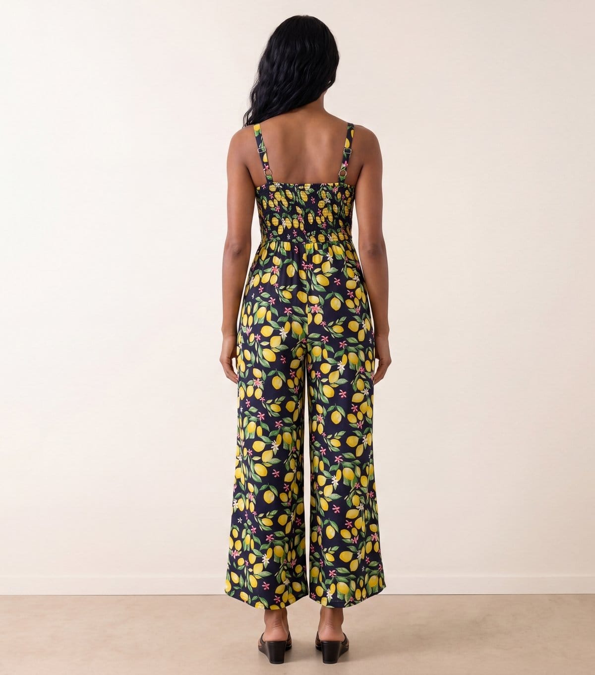 Blue Vanilla Women's Light Yellow Lemon Print Bow Jumpsuit Blue Vanilla New Look - 4