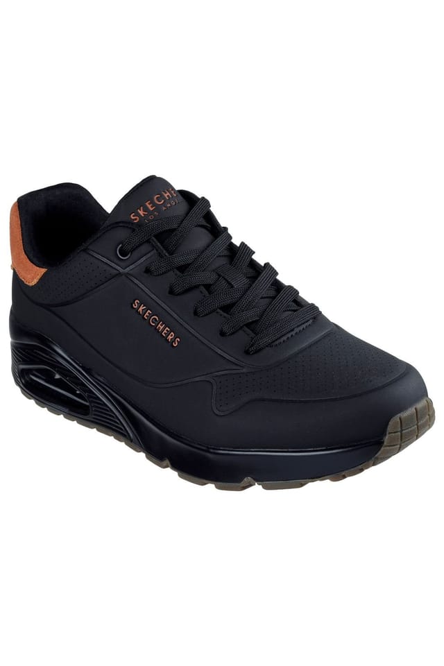 Skechers Skechers Men's Uno Deboss Durabuck Lace-Up Trainers Black - 2