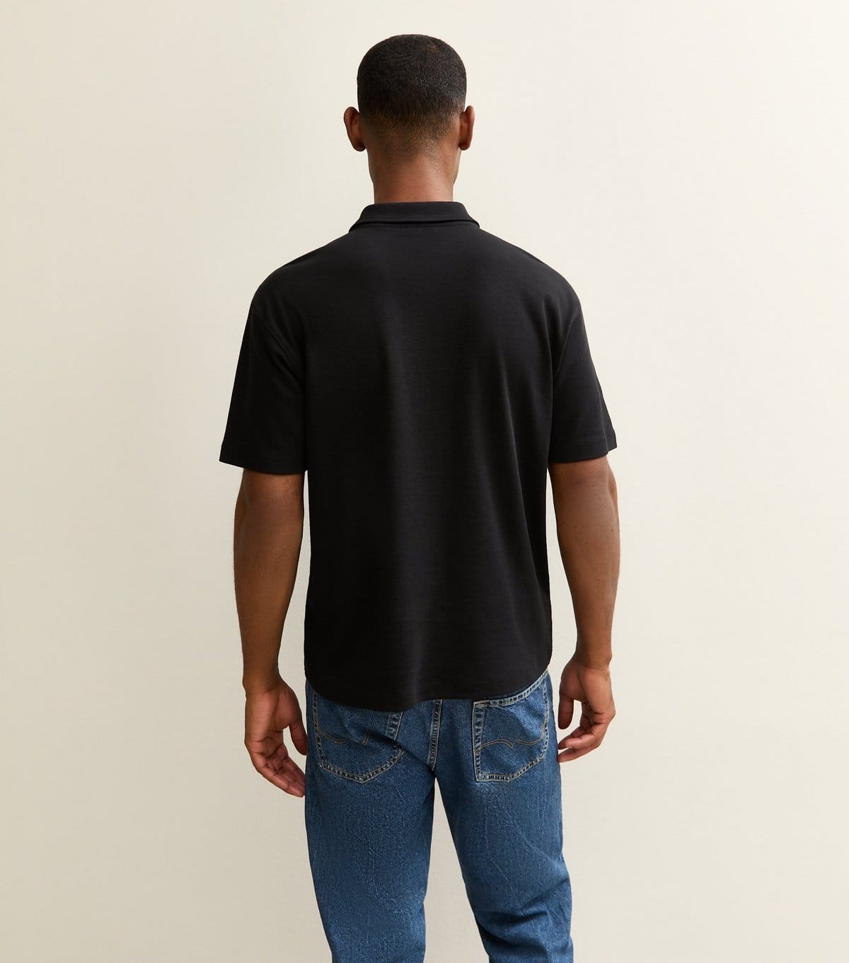 New Look Men's Black Relaxed Quarter Zip Polo Top New Look - 4